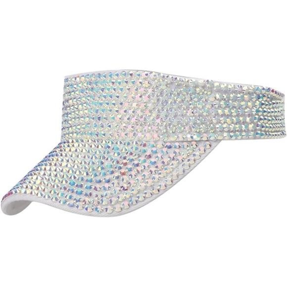 Shiny Rhinestones Sport Sun Visor Adjustable Summer Cap Visor Caps for Women Men - Picture 1 of 6